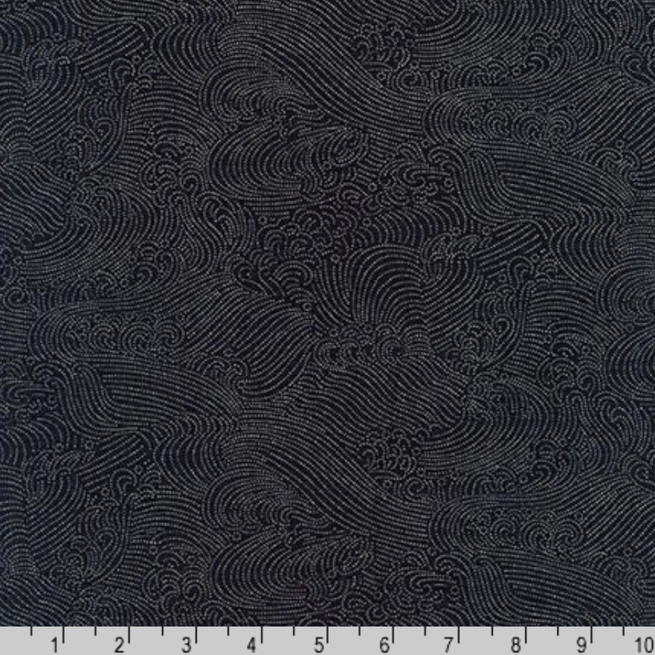Sevenberry Nara Homespun Black Wave fabric
