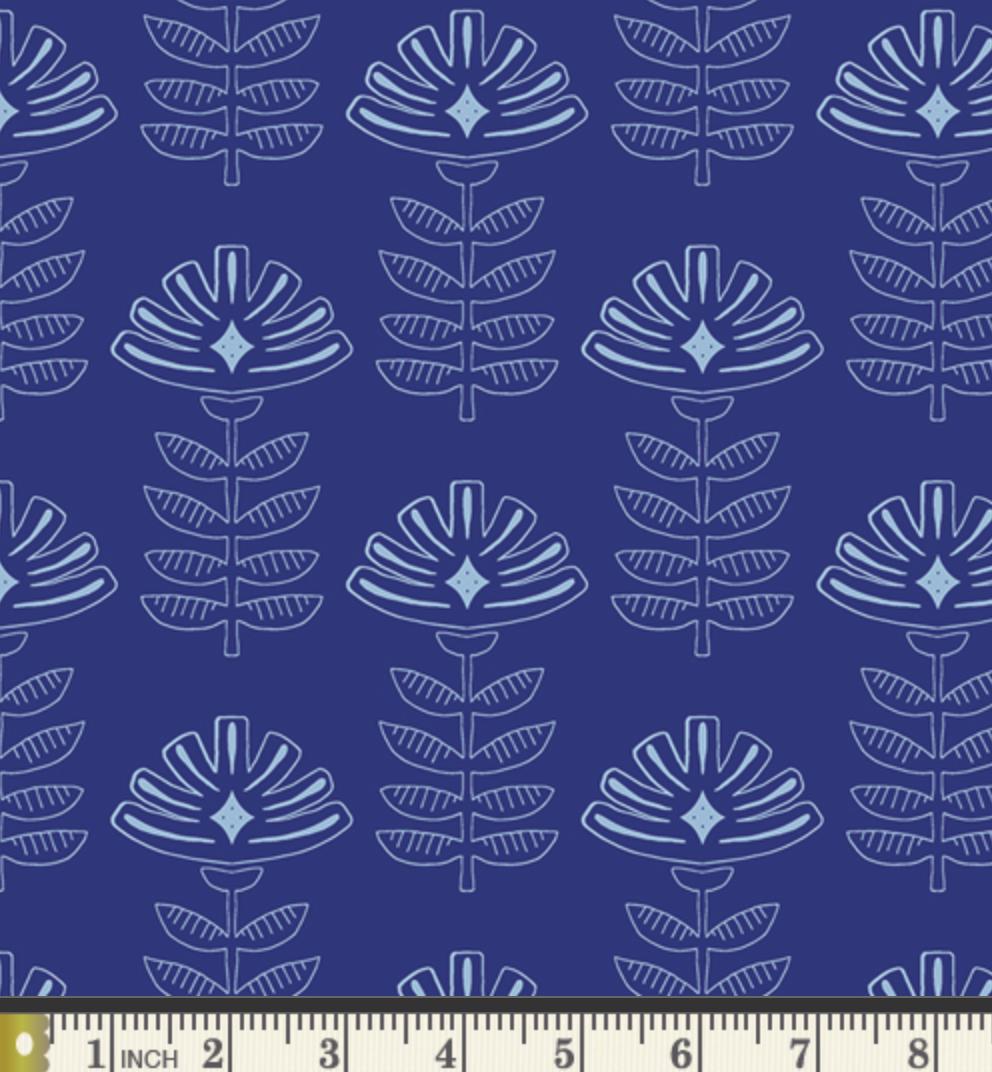 Art Gallery Fabrics Etched Blooms Cobalt R89512a (ships October 2024)